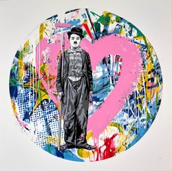Roundabout - Chaplin by Mr. Brainwash - Limited Edition on Paper sized 28x28 inches. Available from Whitewall Galleries